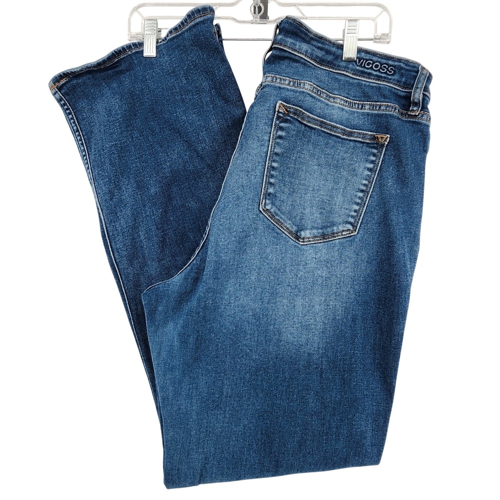 Vigoss 18 Blue Lana Bootcut Jeans High Rise Button Fly Stretch Denim Plus Size